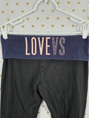 Victorias Secret LOVE VS Foldover Vintage Yoga Pants Logo Skinny Small
